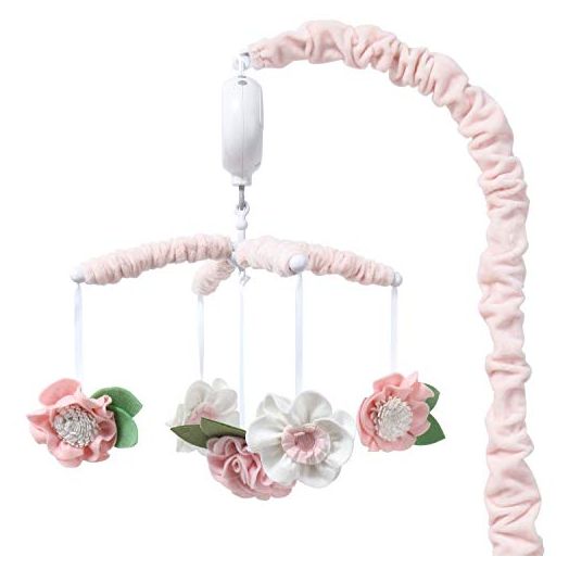The Peanutshell Pink Floral Musical Crib Mobile for Baby Girls | Digital Music Box with 12 lullabies