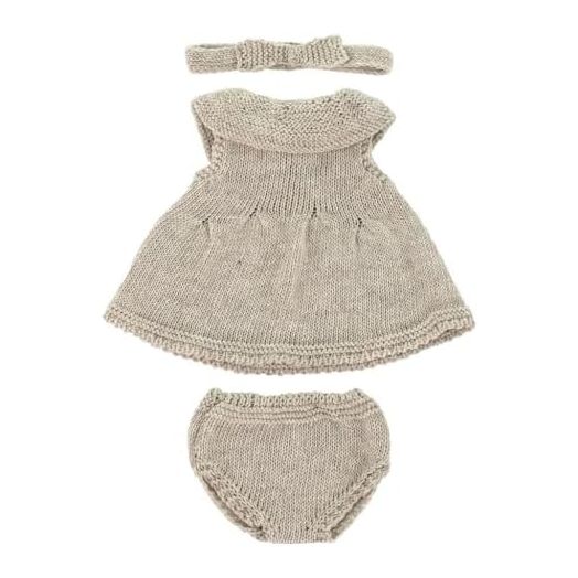 Miniland Clothes for Dolls 12 5/8'' Knitted Outfit Dress & Headband - ECO, Made in Spain, Quality, Role Play, Educational