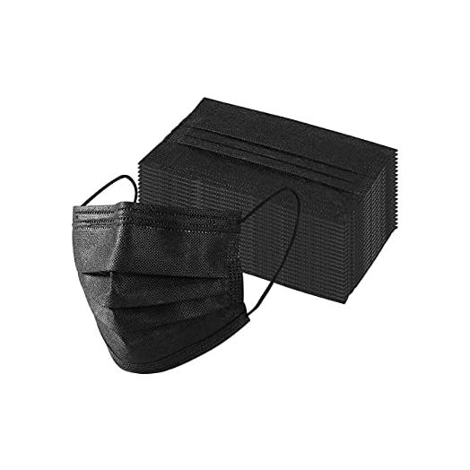Face Masks, 25 Pack, Black, 3-Ply, Disposable