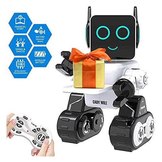 Robot Toy for Kids, Smart RC Robots for Kids with Touch and Sound Control Robotics Intelligent Programmable, Robot Toy with Walking Dancing Singing Talking Transfering Items for Boys Girls (White)