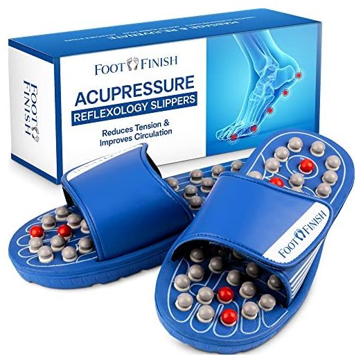 Foot Finish Acupressure Slippers & Reflexology Sandals for Back Pain, Heel Pain, Foot Pain Relief & Well Being - Plantar Fasciitis Shoes Provide Deep Tissues Massage Designed for Men & Women (Size S)