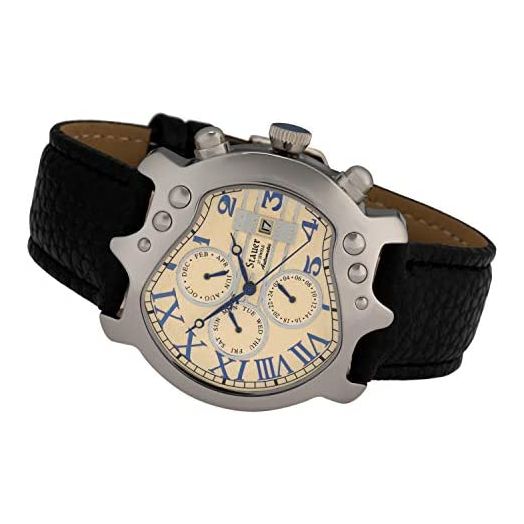 Stauer Men's Automatic Stainless Steel Guitar Watch with Black Leather Band