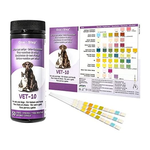 One Step Pet Urine Test Strips, 50 x Urinalysis Parameter Tests for Dogs, Cats, Vets & Animals. Accurate Testing for Veterinarians Detects UTI, Diabetes, Bladder, Kidney, Liver, SG, pH, Glucose