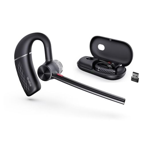 Yealink Upgraded BH71 Bluetooth Headset with USB Dongle, Teams Certified, 4 Noise Cancelling Microphone, Fit for Computer Laptops, Hands-Free Wireless Earpiece for Trucker Business Office