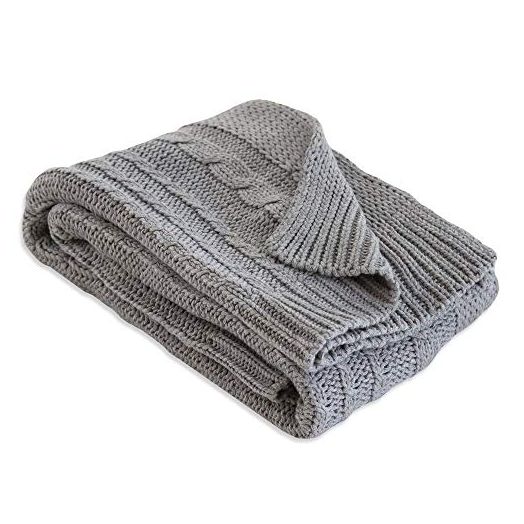 Burt's Bees Baby - Cable Knit Blanket, Baby Nursery & Stroller Blanket, 100% Organic Cotton, 30" x 40" (Heather Grey)