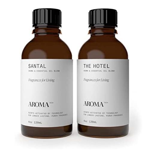 AromaTech Santal & The Hotel Set | Aroma Diffuser Essential Oils Blend of Santal Cardamom, Papyrus, Musk | The Hotel Peach, Red Rose, Pine - 120 Milliliter
