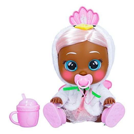 Cry Babies Kiss Me Daphne - 12" Baby Doll | Deluxe Blushing Cheeks Feature | Shimmery Changeable Outfit with Bonus Baby Bottle, for Girls and Kids 18M and up