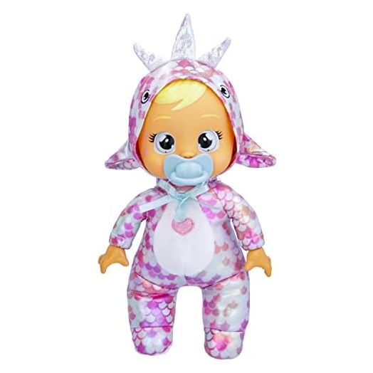 Cry Babies Tiny Cuddles Dinos Stella- 9" Baby Dolls, Cries Real Tears, Dinosaur Metallic Themed Pajamas