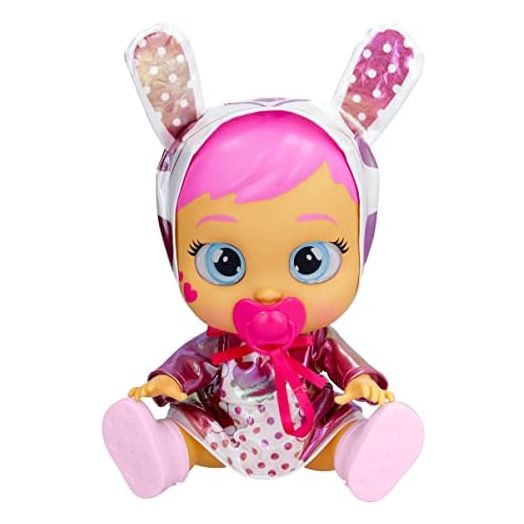 Cry Babies Stars Coney -12" Baby Doll | Pink and White Shiny Iridescent Dress with Bunny Themed Hoodie, for Girls and Kids 18M and Up