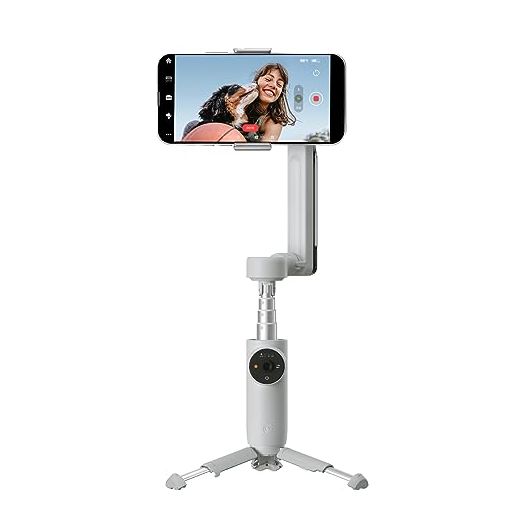 Insta360 Flow Gimbal Stabilizer for Smartphone, AI-Powered Gimbal, 3-Axis Stabilization, Built-in Tripod, Portable & Foldable, Auto Tracking Phone Stabilizer, Video Recording, Stone Gray