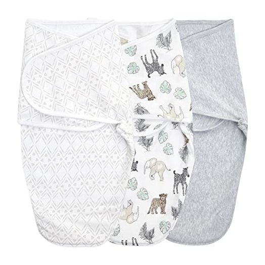 aden + anais Essentials Easy Wrap Swaddle, Cotton Knit Baby Wrap, Newborn Wearable Swaddle Sleep Sack, 3 Pack, Toile, 0-3 Months, Small/Medium