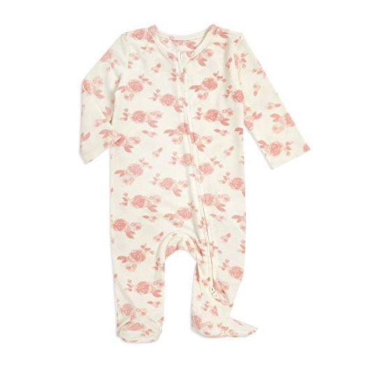 aden + anais Snuggle Knit Baby Girl Long Sleeve Zipper, One-Piece Footed Sleeper, Rosettes, 3-6M