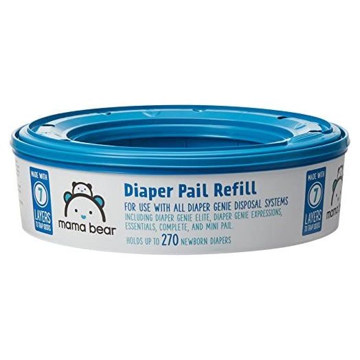 Amazon Brand - Mama Bear Diaper Pail Refills for Diaper Genie Pails, 270 Count (Pack of 1)