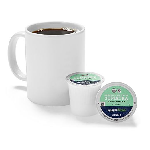 AmazonFresh 80 Ct. Organic Fair Trade K-Cups, Sumatra Dark Roast, Keurig K-Cup Brewer Compatible