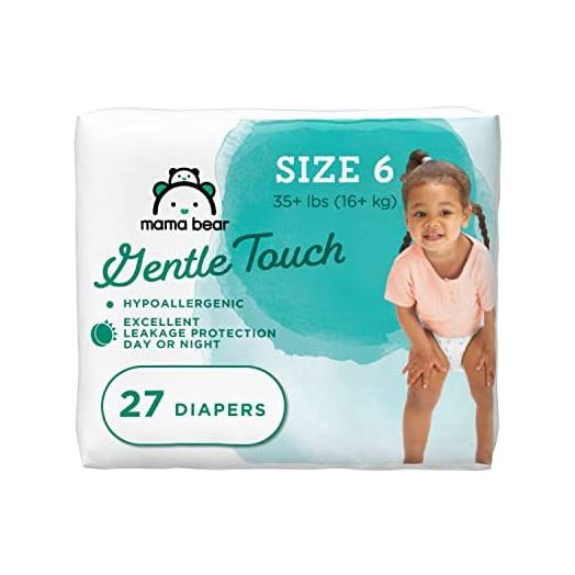 Amazon Brand - Mama Bear Gentle Touch Diapers, Hypoallergenic, Size 6, 27 Count