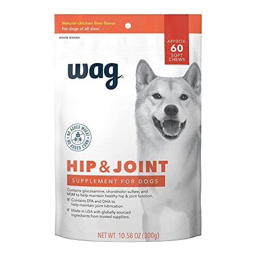 Amazon Brand - Wag Hip & Joint Soft Chews for Dogs, 60 ct
