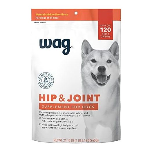 Amazon Brand - Wag Hip & Joint Soft Chews for Dogs, 120 Count