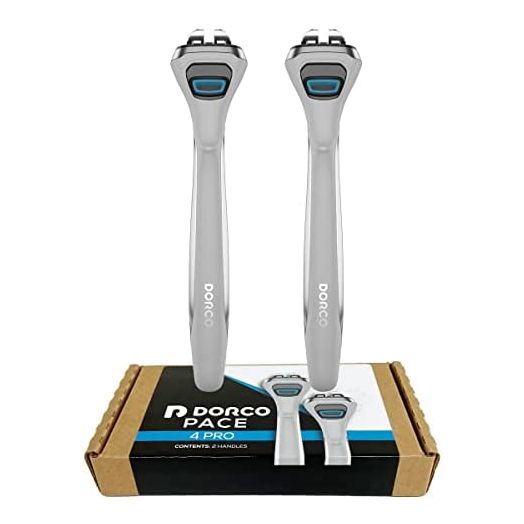 Dorco Pace 4 Pro - Four Blade Razor Shaving System - 2 Replacement Handles (Handles Only)