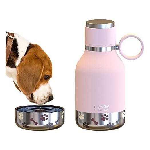 Asobu Dog Bowl Attached to Stainless Steel Insulated Travel Bottle for Human 33 Ounce