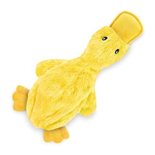 Best Pet Supplies Crinkle Dog Toy for Small, Medium, and Large Breeds, Cute No Stuffing Duck with Soft Squeaker, Fun for Indoor Puppies and Senior Pups, Plush No Mess Chew and Play - Yellow,PT332