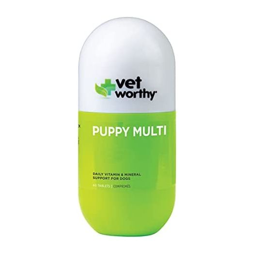 Vet Worthy Puppy MultiVitamins - Multivitamin for Puppies to Support Optimum Health & Overall Wellness - Dog Supplement with Iron,Magnesium,Zinc,Vitamin A,B Vitamins - Liver Flavor,60 Chewable Tablets