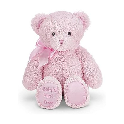 Bearington Baby's First Teddy Bear Pink Plush Stuffed Animal, 12 inches