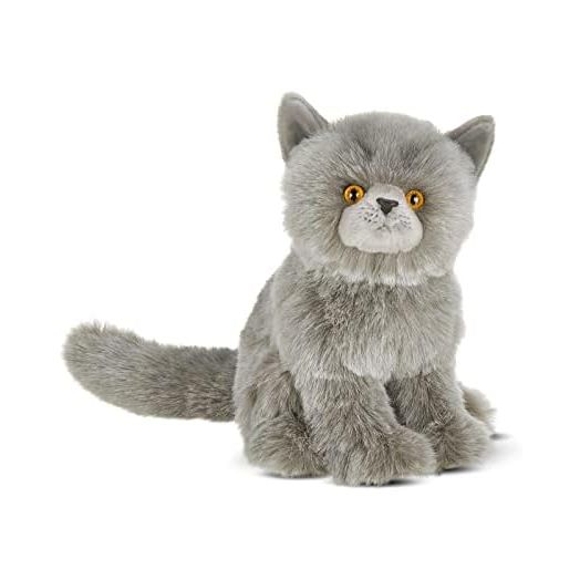 Bearington Gordie The Grey Cat Plush, 10.5 Inch Grey Cat Stuffed Animal