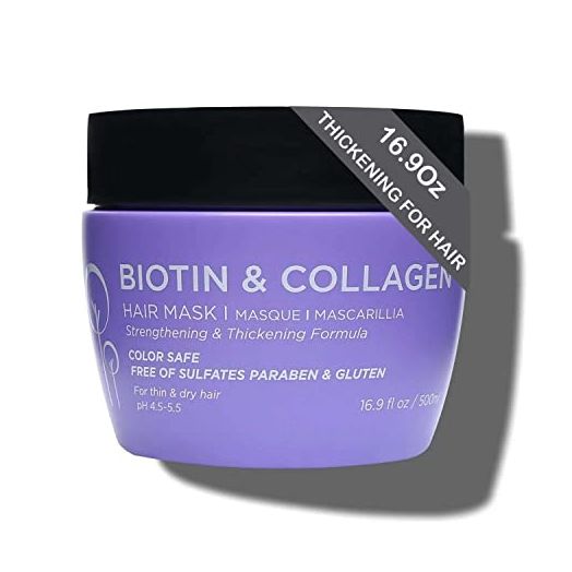 Luseta Biotin Collagen Hair Mask for Dry & Damaged Hair 16.9 Oz, Strengthening & Thickening Treatment for Hair