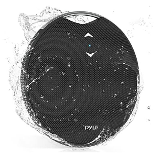 Pyle Portable Magnetic Bluetooth Speaker Mini Loud Wireless Streaming Hang Speaker - IPX7 Waterproof, Clear Sound, Super Bass, Hand-Free Call, AUX, Great for Shower/Fridge/Beach/Pool/Hook - PMNGSP1BK