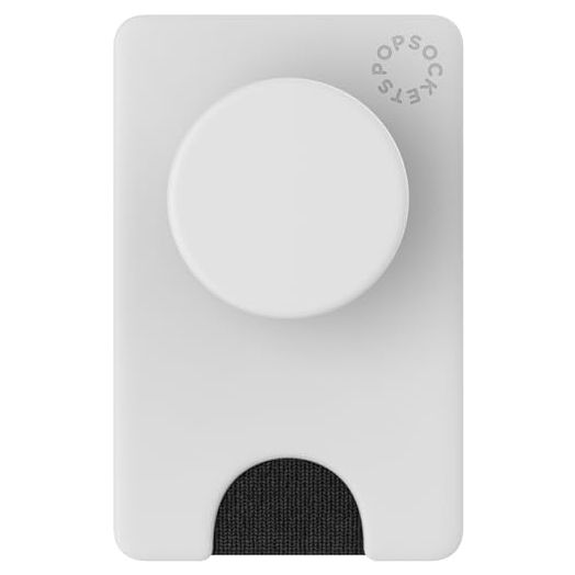 PopSockets Phone Wallet with Expanding Phone Grip, Phone Card Holder, Solid PopWallet - White Black