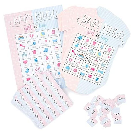 Gender Reveal Bingo Game Set, Party Supplies (38 Pieces)