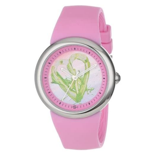 PeaceLove Unisex F36S-PLPC-P Round Stainless Steel Pink Silicone Strap and"Ian" Art Dial Watch