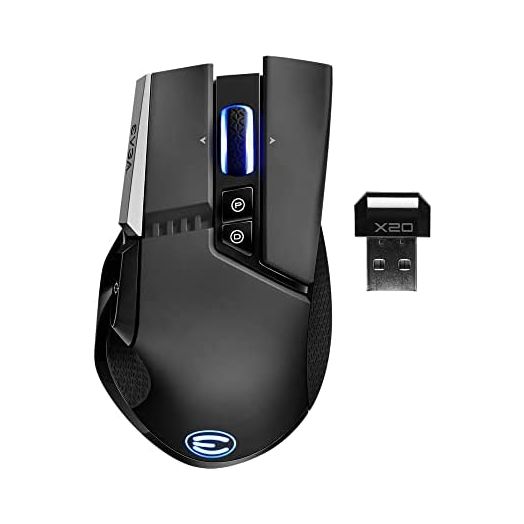 EVGA X20 Wireless Gaming Mouse, Wireless, Black, Customizable, 16,000 DPI, 5 Profiles, 10 Buttons, Ergonomic 903-T1-20BK-KR