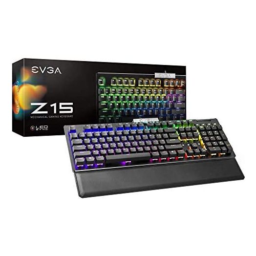 EVGA Z15 RGB Gaming Keyboard, RGB Backlit LED, Hotswappable Mechanical Kaihl Speed Bronze Switches (Clicky), 822-W1-15US-KR