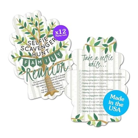 Big Dot of Happiness Family Tree Reunion - Selfie Scavenger Hunt - Family Gathering Party Game - Set of 12