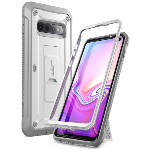 SUPCASE Unicorn Beetle Pro Series Designed for Samsung Galaxy S10 Case (2019 Release) Full-Body Dual Layer Rugged with Holster & Kickstand Without Built-in Screen Protector (White)
