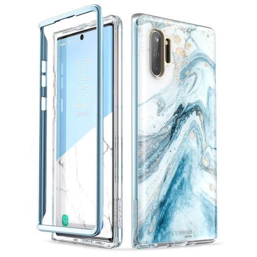 i-Blason Cosmo Series Case Designed for Galaxy Note 10 (2019 Release), Protective Bumper Marble Design Without Built-in Screen Protector (Blue)