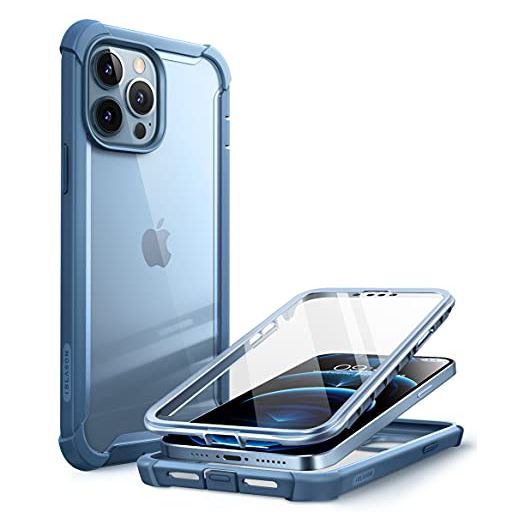 i-Blason Ares Case for iPhone 13 Pro 6.1 inch (2021 Release), Dual Layer Rugged Clear Bumper Case with Built-in Screen Protector - Azure