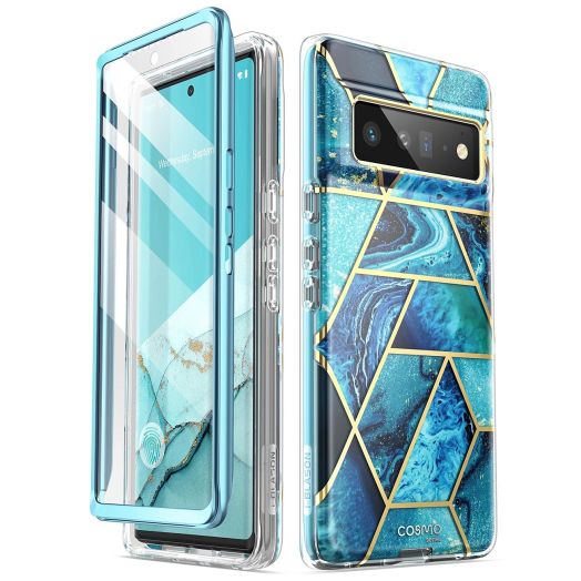 i-Blason Cosmo Series for Google Pixel 6 Pro Case (2021), Slim Full-Body Stylish Protective Case with Built-in Screen Protector (Ocean)