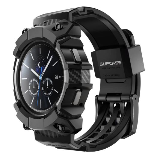 SUPCASE for Samsung Galaxy Watch 4 Classic Band with Case 46mm (Unicorn Beetle Pro), [Military-Grade Protection] Heavy Duty Cover with Adjustable Strap Band for Galaxy Watch 4 Classic, Black