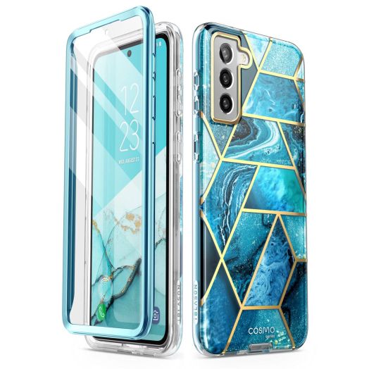 i-Blason for Samsung Galaxy S22 Plus Case with Built-in Screen Protector, Scratch Resistant, Slim Stylish Full-Body Protective Phone Case for Galaxy S22 Plus 6.6", Cosmo Series, Ocean