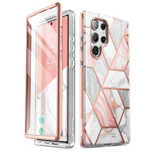 i-Blason Cosmo Series for Samsung Galaxy S22 Ultra 5G Case (2022 Release), Slim Stylish Protective Case With Built-in Screen Protector (Marble)
