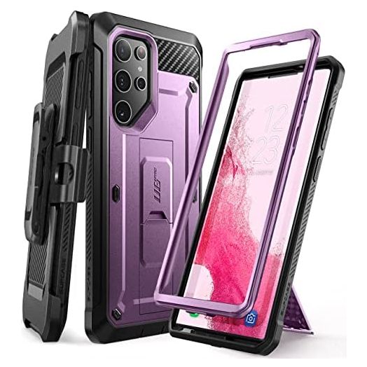 SUPCASE Unicorn Beetle Pro Series Case for Samsung Galaxy S22 Ultra 5G (2022 Release), Full-Body Dual Layer Rugged Belt-Clip & Kickstand Case Without Built-in Screen Protector (Violte)