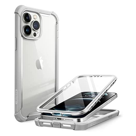 i-Blason Ares Case for iPhone 13 Pro 6.1 inch (2021 Release), Dual Layer Rugged Clear Bumper Case with Built-in Screen Protector (Gray)