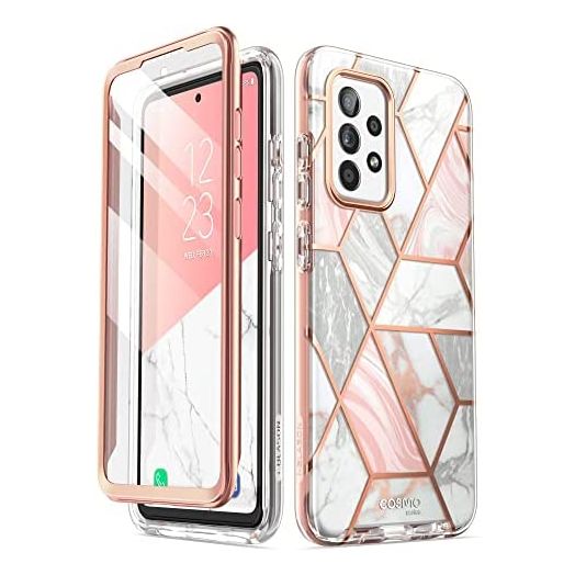 i-Blason Cosmo Series for Samsung Galaxy A53 5G Case, Slim Full-Body Stylish Protective Case with Built-in Screen Protector (Marble)