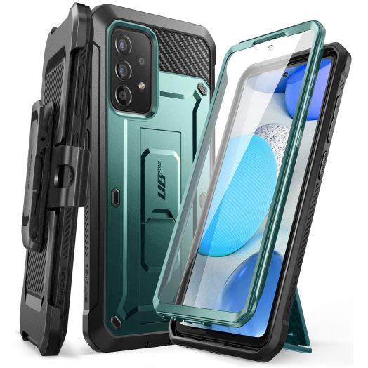SUPCASE for Samsung Galaxy A53 5G Case with Screen Protector (Unicorn Beetle Pro), [Built-in Stand & Belt-Clip] Heavy Duty Shockproof Rugged kickstand Protective Phone Case for Samsung A53 5G, Peacock