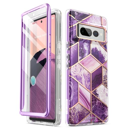 i-Blason Cosmo for Google Pixel 7 Pro Case with Built-in Screen Protector [Support Wireless Charging] Slim Full-Body Stylish Shockproof Protective Phone Case for Pixel 7 Pro (2022), Purple