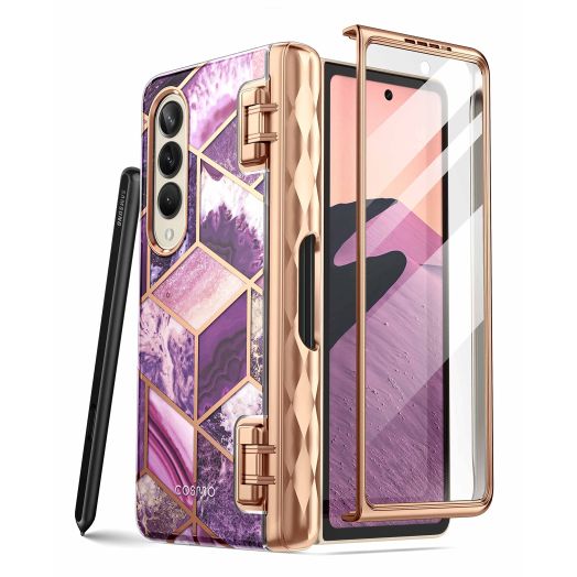 i-Blason Cosmo Series for Samsung Galaxy Z Fold 4 Case with Pen Holder (2022), Stylish Protective Bumper Fold 4 Case with Built-in Screen Protector (Ameth)