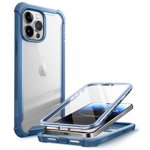 i-Blason Ares for iPhone 14 Pro Max Case 6.7 inch (2022), Full-Body Clear Rugged Bumper Case with Built-in Screen Protector (Blue)