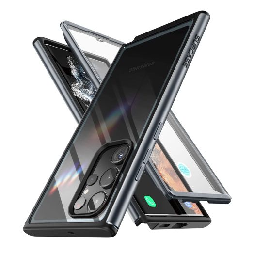 SUPCASE Edge XT Series Case for Samsung Galaxy S23 Ultra 5G (2023), Slim Frame Clear Protective Case with Built-in Screen Protector (Black)
